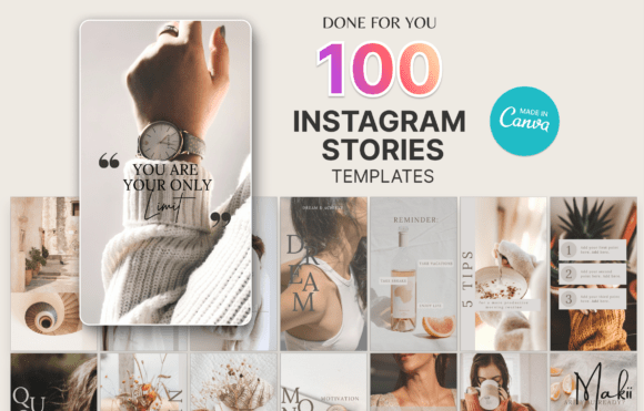 100 Instagram Stories Templates, Canva: Modern Design Assets