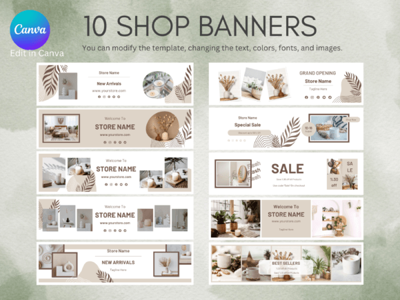 Boho Etsy Shop Banner Templates: A Canva Design Kit