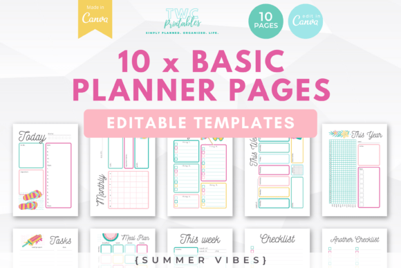 Canva Planner Templates | 10 Pgs. SUMMER
