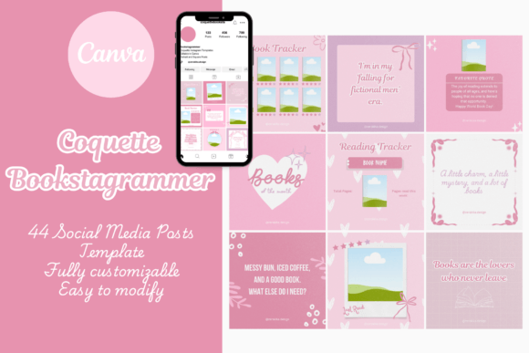 Coquette Bookstagrammer Canva Templates: Elevate Your Literary Feed