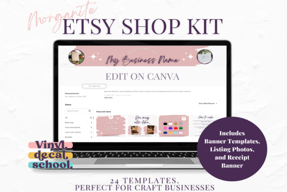Editable Pink Shop Kit: Your All-in-One Canva Branding Solution