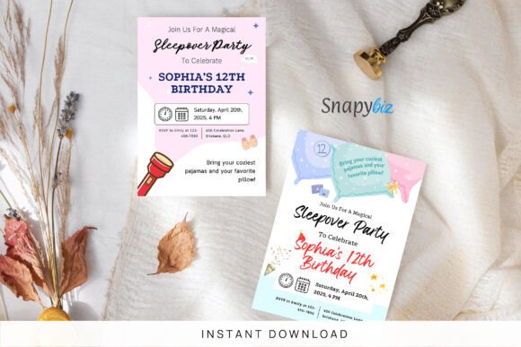 Sleepover Birthday Invitation Templates: A Retro Neon Dream